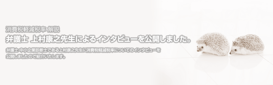 消費税軽減税率 解説　弁護士 上村康之先生インタビューを公開しました。